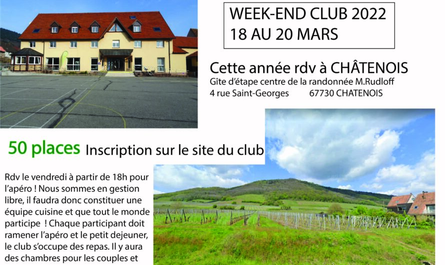 WEEK END CLUB du 18 au 20 mars